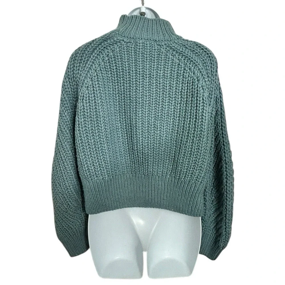 H&M Chunky Turtleneck Sweater Sz Small Aqua Green Thick Warm Long-Sleeve